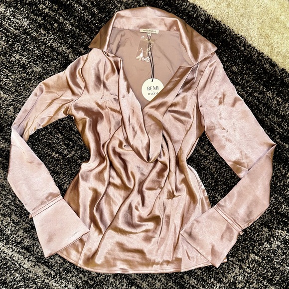 Remi x Revolve Tops - REMI x REVOLVE || Marissa Satin Crepe Top in Dusty Pink - SZ XS 🩷NEW W/ TAGS🩷
